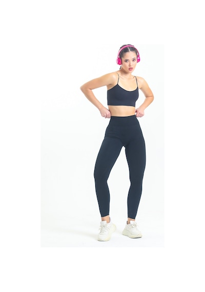 Gymhams Siyah Yüksek Bel Kalçası Büzgülü Tayt Siyah