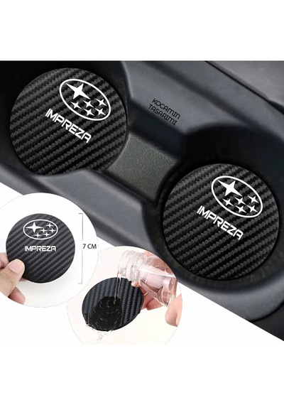 Subaru Impreza Karbon 7 Cm Bardak Altlığı 2 Adet Subaru Amblemli Impreza Yazılı Spor Şıklığı İçin 2 Adet