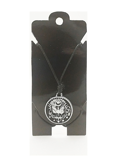 Kore İp Askılı Ve Krom Çelik Kaplamalı Unisex Tribal Kolye Gümüş2