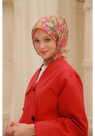 Silk Home Soft Eşarp 73081-33 Taş, Su Yeşili, Mercan, Yeşil, Mor