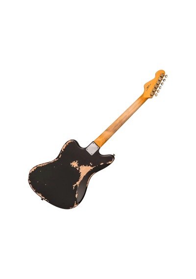 Vintage V65 Icon Vibrato Elektro Gitar - Distressed Black