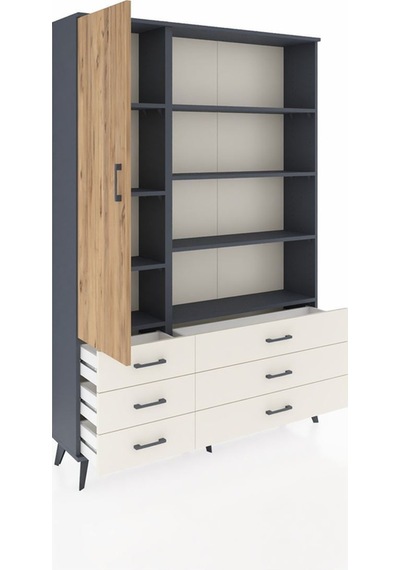 Arges Dolap 8 Raflı 6 Çekmeceli Tek Kapaklı 132x30x195 Antrasit-çam/aytaşı Atlas Çam/aytası Arges Dolap 8 Raflı 6 Çekmeceli Tek Kapaklı 132x30x195 Antrasit-çam/aytaşı Atlas Çam/aytası