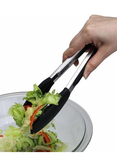 Tr Siyah Silikon Uçlu Mutfak Maşası - 23 Cm, Asma Kilit Sistemli Paslanmaz Çelik Sap, Kolay Kavrama, Mangal, Salata, Diğer