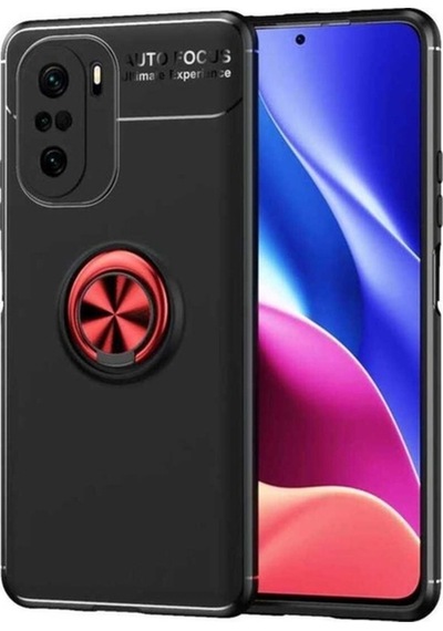 Xiaomi Redmi K40 Kılıf Zore Ravel Silikon Kapak Siyah-Kırmızı