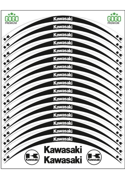 Skm Kawasaki Beyaz Siyah Reflektörlü Jant Şeridi