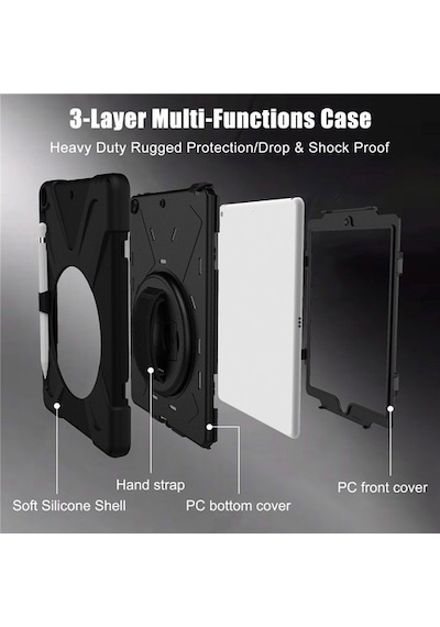 Apple Uyumlu iPad Mini 2-3-4-5 Nesil Kılıf Zırhlı Darbe Etkili Silikon Stand