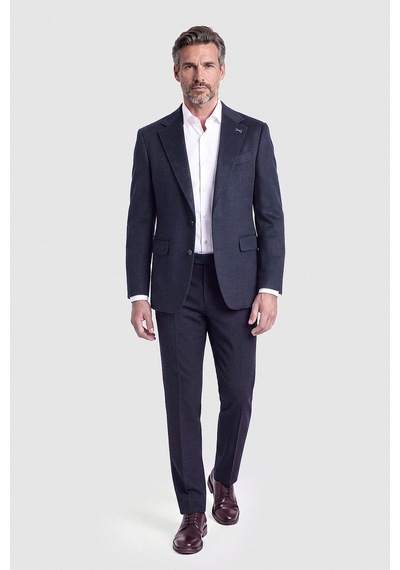 Bisse Koyu Lacivert Süet Dokulu Düğmeli Blazer Ceket Pck26k26203 40