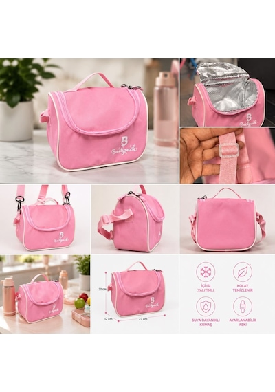 Goldline Avm Backpack Folyolu Isı Yalıtımlı Lüx Günlük İlkokul Ortaokul Okul Gezi Beslenme Çantası Pembe Açık Pembe