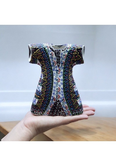 Kaftan Model %100 El Işlemesi,kabartma Desenli Dekoratif Çini Vazo 18 Cm