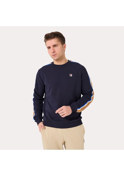 Lacivert Fila Erkek Bisiklet Yaka Sweatshirt Braid Detail Tm411156 Lacivert