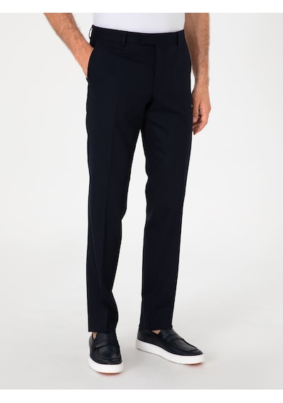 Cacharel Lacivert Slim Fit Yün Karışımlı Klasik Kumaş Pantolon