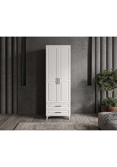 GuneyStore Sanat 2 Kapaklı Komple MDF Beyaz Gardırop