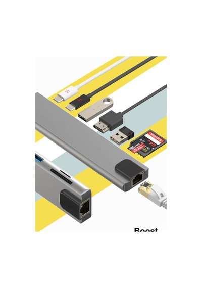 Primex Px-U520 4K@30Hz Gri Metal Type-C To 4K Hdmı+Usb 3.0+Rj45+S Primex Px-U520 4K@30Hz Gri Metal Type-C To 4K Hdmı+Usb 3.0+Rj45+S