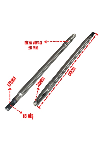 3 Teker Elektrikli Bisiklet Aks/teker Mili Takım 50cm 18 Diş Takım