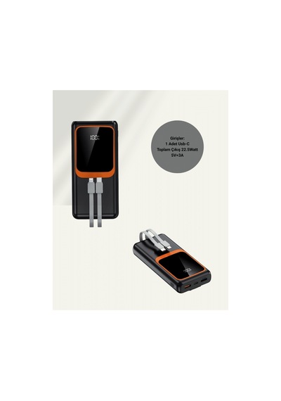 20000 Mah Taşınabilir Powerbank Çok Kablolu, Hızlı Şarj Destekli 22.5w Renk Renk