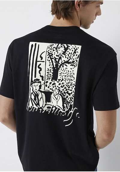 Mavi M0613575-900 Mavi Henri Matisse Baskılı T-shirt Erkek Tişort siyah