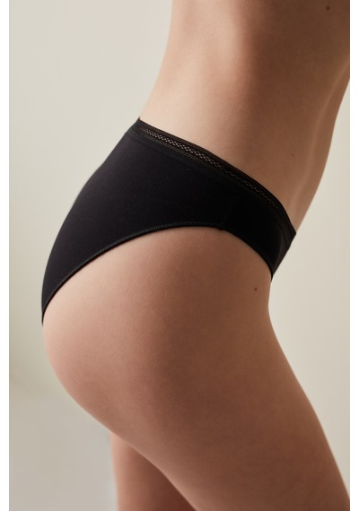 Penti Easy Cotton Trim Slip Külot Siyah