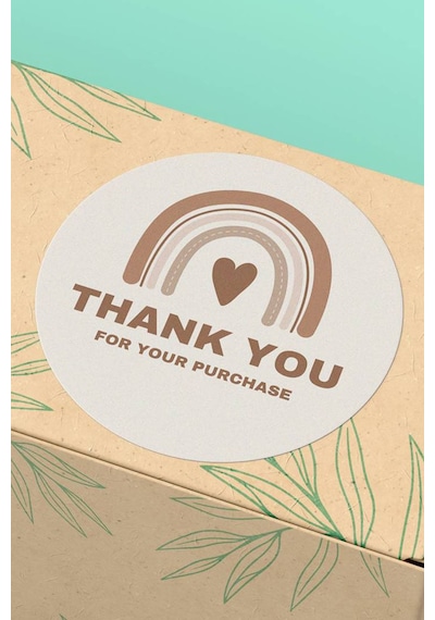 Boho Gökkuşağı Thank You Purchase Sticker 3x3cm St2226 Çok Renkli