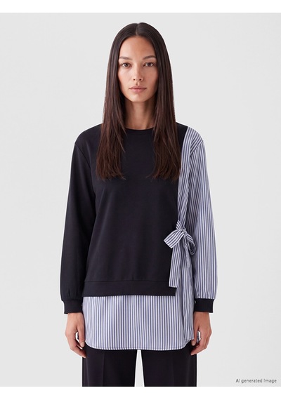 LC Waikiki Lc Waıkıkı Lacivert Çizgili Kadın Sweatshirt Tunik