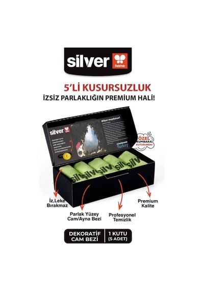 Silver Home Mikrofiber Dekoratif Cam Bezi Yeşil 5'li