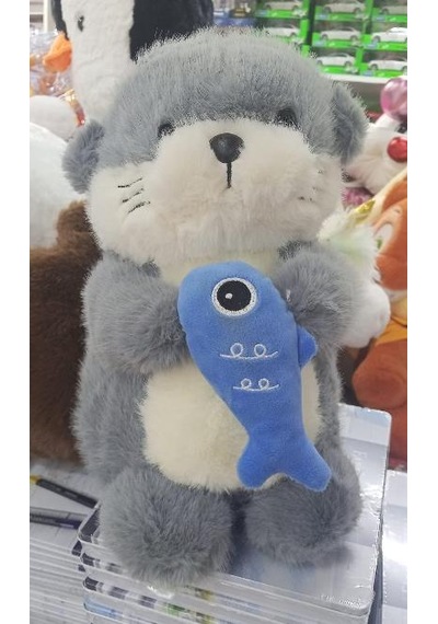 Peluş Uyku Arkadaşı Balık Tutan Susamuru Su Samuru Peluş 35 Cm Pelüş