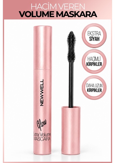 New Well Glow Extra Volume Mascara Ekstra Hacim Veren Siyah Maskara 8 Ml 000 Black