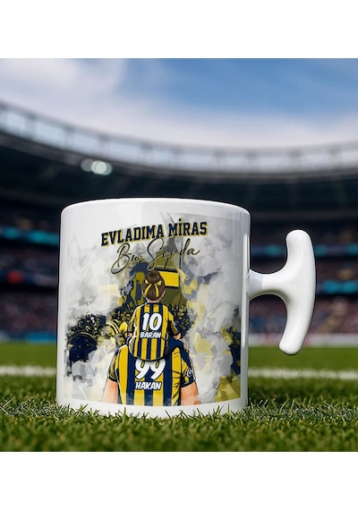Bk Gift Kişiye Özel İsimli Baba-kız Sarı Lacivert Evladıma Miras Bu Sevda Hammer Kulplu Kupa Bardak-1, Doğum Günü Hediyesi, Taraftar Hediyesi Kobitmey Çok Renkli