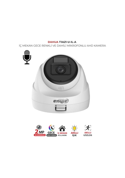 Hac T1a21p U Il A 0280b Kamera 1080p Renkli Gece Görüşlü Mikrofonlu Dome Kamera