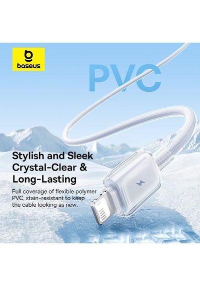 Crystal Usb-a To Lightning Hızlı Şarj Kablosu 2.4a, 1m, İphone Ve İpad Uyumlu, 480mbps Veri Aktarımı, Örgülü Dayanıklı Kablo, Beyaz