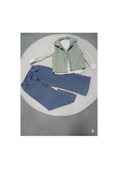 Bubiee Baby Kız Çocuk 3'lü Takım: Pofuduk Kollu Bluz ,çiçek Nakışlı Yelek Ve Geniş Paça Jean Pantolon Seti Çok Renkli Bubiee Baby Kız Çocuk 3'lü Takım: Pofuduk Kollu Bluz ,çiçek Nakışlı Yelek Ve Geniş Paça Jean Pantolon Seti Çok Renkli
