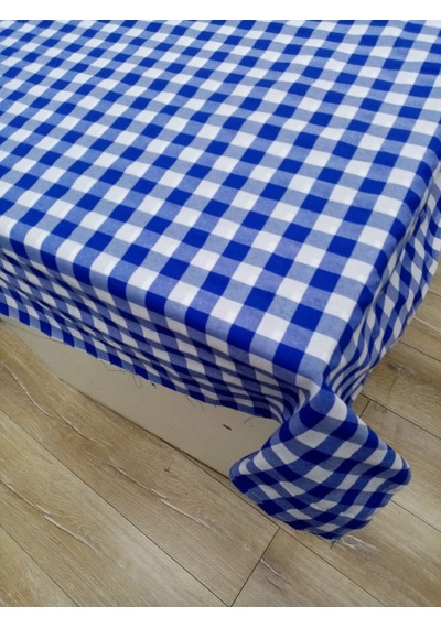 Hayat Home Mavi Kareli Zefir Kumaş Masa Örtüsü Sofra Örtüsü