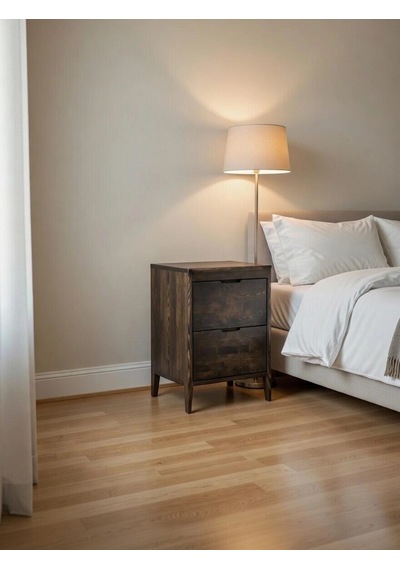 Noir Walnut Masif Ahşap Komodin Ceviz