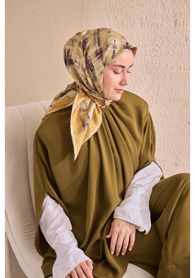 Silk Home Twill İpek Flow Lines Eşarp Butter Yellow 90x90 Çok Renkli