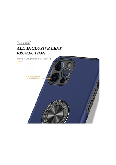 Newface Apple iPhone Uyumlu 12 Pro Max Kılıf Elit Yüzüklü Kapak Semeglbl - 26 - Lacivert