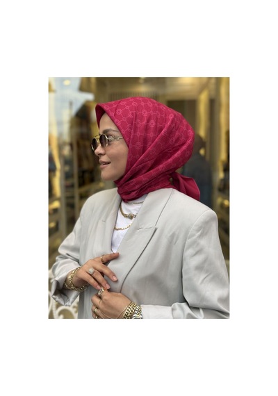Aker Elegance Monogram Eşarp Fuşya - 993 Fuşya - 993