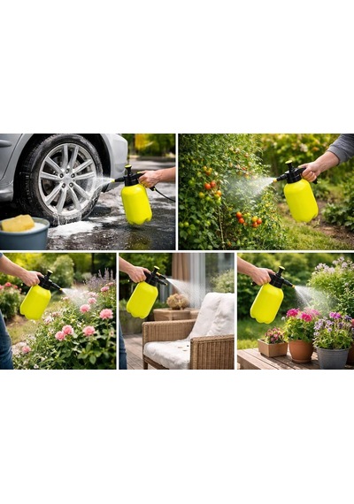 Basınçlı Bahçe Spreyi 2 Litre, El Pompalı İlaçlama Ve Sulama Püskürtücüsü, Ayarlanabilir Nozul, Çok Amaçl Genel