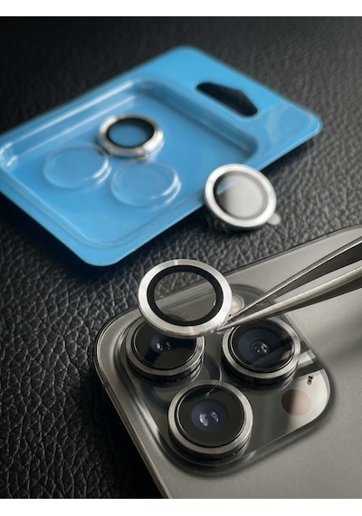 Apple iPhone 16 Pro Max Uyumlu Kamera Koruyucu Lens Silver Gümüş Telefon Kamera Koruyucu Lens
