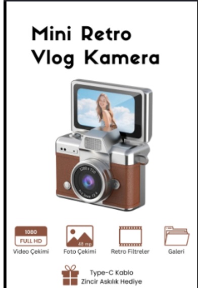 Retro Ekranlı Mini Dijital Kamera