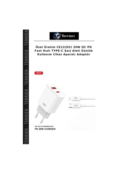 Özel Üretim Ce12 Eu 20w Qc Pd Fast Hızlı Type-c Şarj Aleti Günlük Kullanım Cihaz Aparatı Adaptör
