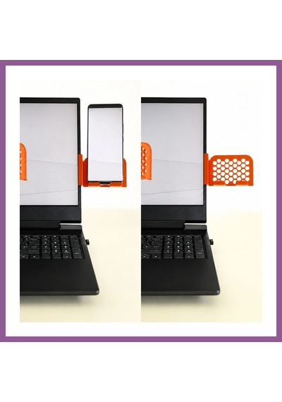 Bezos 3d Baskı Monitor Telefon Tutucu - Petek Desenli Laptop Kenar Telefon Tutucu-turuncu Rengaren Standart