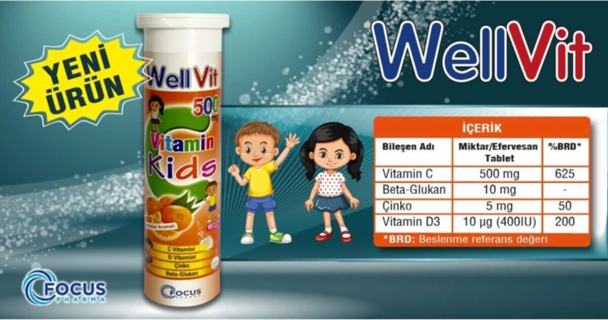 Wellvit Kids C+d+çinko Betaglukan 20 Efervesan Tablet