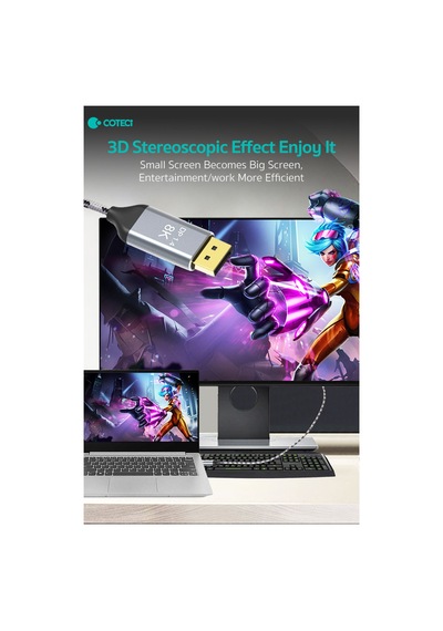 Type-c To Displayport Kablo 8k 60hz 4k 144hz Dp 1.4 Thunderbolt Uyumlu Görüntü Aktarıcı 2 Metre