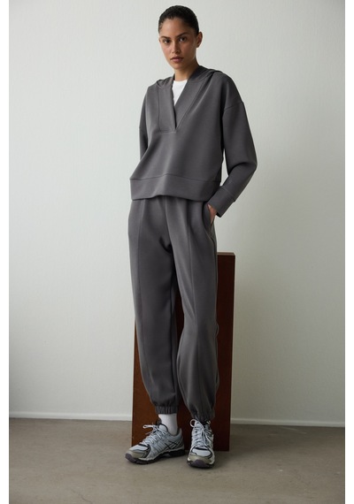 Penti Antrasit Kapüşonlu Modal Crop Sweatshirt