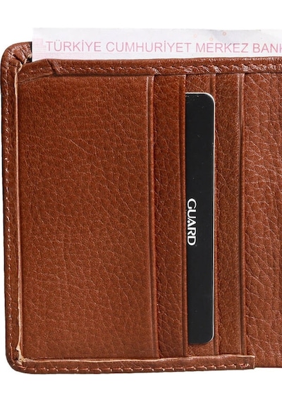 Guard Taba Minimal Spor Hakiki Deri Erkek Cüzdanı P705 Taba