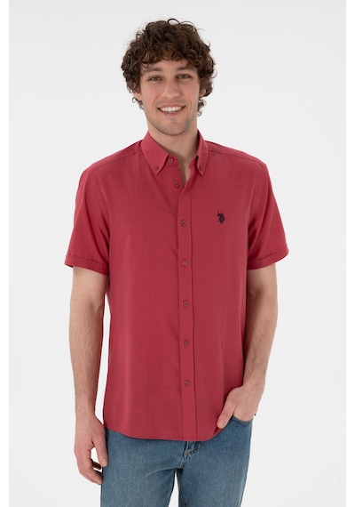 U.s. Polo Assn. Erkek Vişne Gömlek Kısa Kollu 50306324-vr223 Vişne