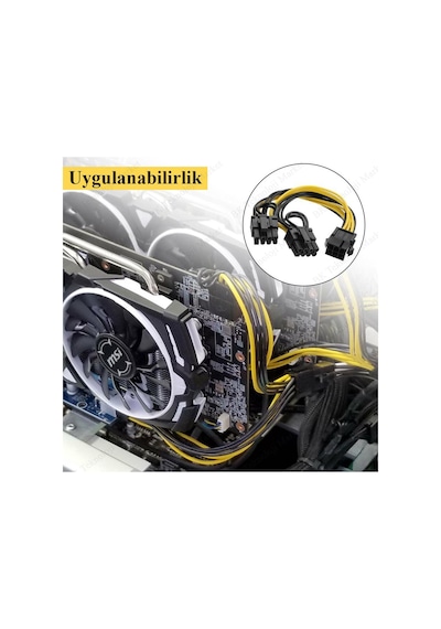 Pci-E 6 Pin Dişi To 2 X Pci-E 8 6+2）Pin Erkek Gpu Güç Kablosu