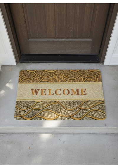Hijyenik Kıvırcık Paspas 40x60 Cm - Islaklık Emici Kapı Önü Paspası Altın