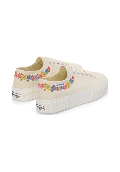 Superga 3740 Platform Flower Print Leggera Kadın Bej Bileksiz Sneaker Bej-448