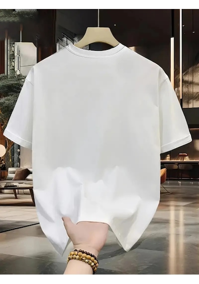 Unisex Güneşli Dağ Tasarım Basklı Tshirt Beyaz