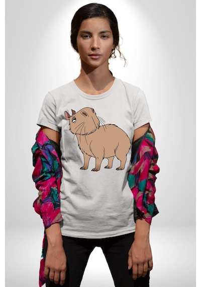 Chispi Unisex Unisex Beyaz Organik Baskılı T-shirt Penye Yüksek Kalite Beyaz